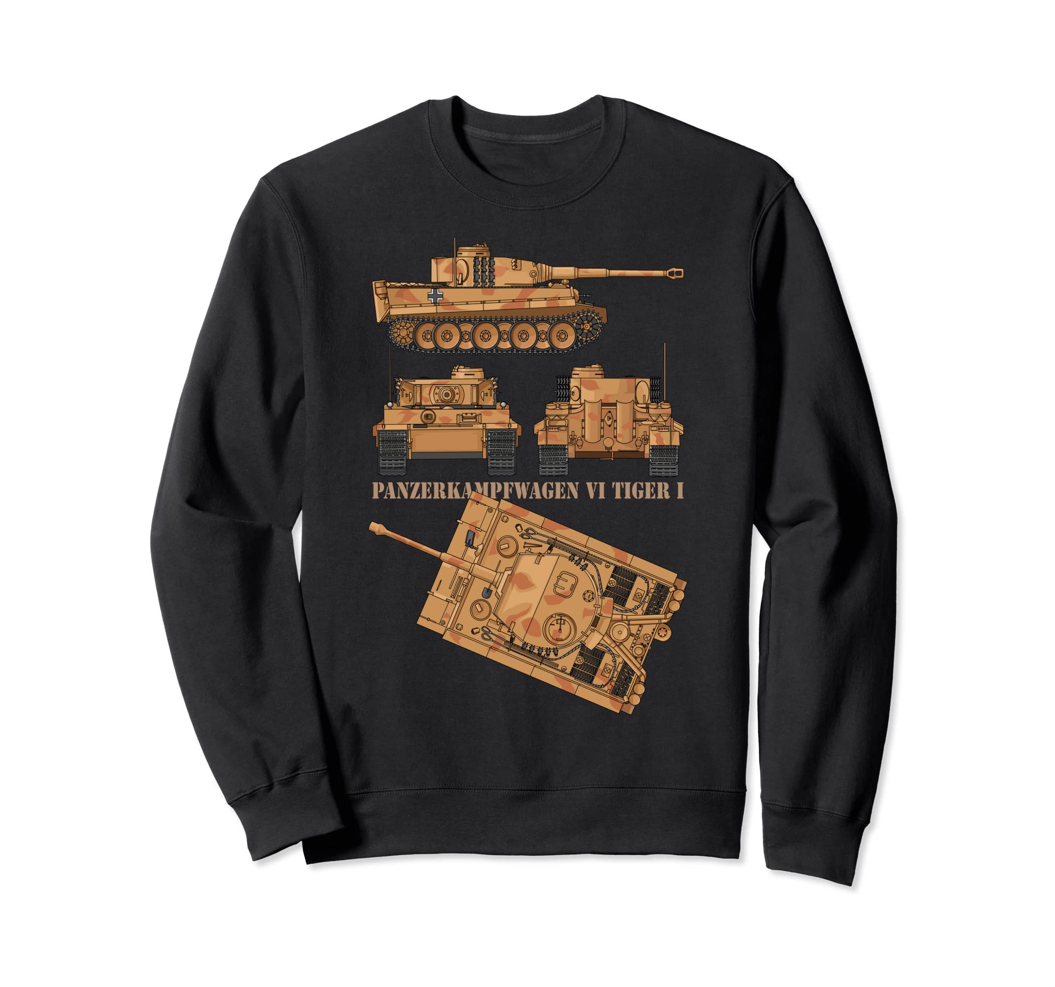 Panzer VI Tiger I WW2 German Military Tanks Diagrams Sweatshirt