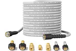 Giraffe Tools Pressure Washer Hose 100FT X 1/4", 3200 PSI Pressure Washing Hose, Kink Resistant, Heavy Duty Power Washer Hose, M22 to 3/8" Quick Connect Couplers for Replacement, 7 Accessories
