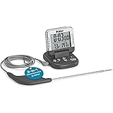 Polder Classic Digital Thermometer and Timer, Meat Thermometer for Cooking, Stainless Steel Probe, 24-Hour Countdown Timer with 40" Long, High-Heat Silicone Cord
