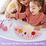 Leikedun 4 Pack Paper Fans Bamboo Folding Hand Fan White Pink Lake Blue Lavender view 5