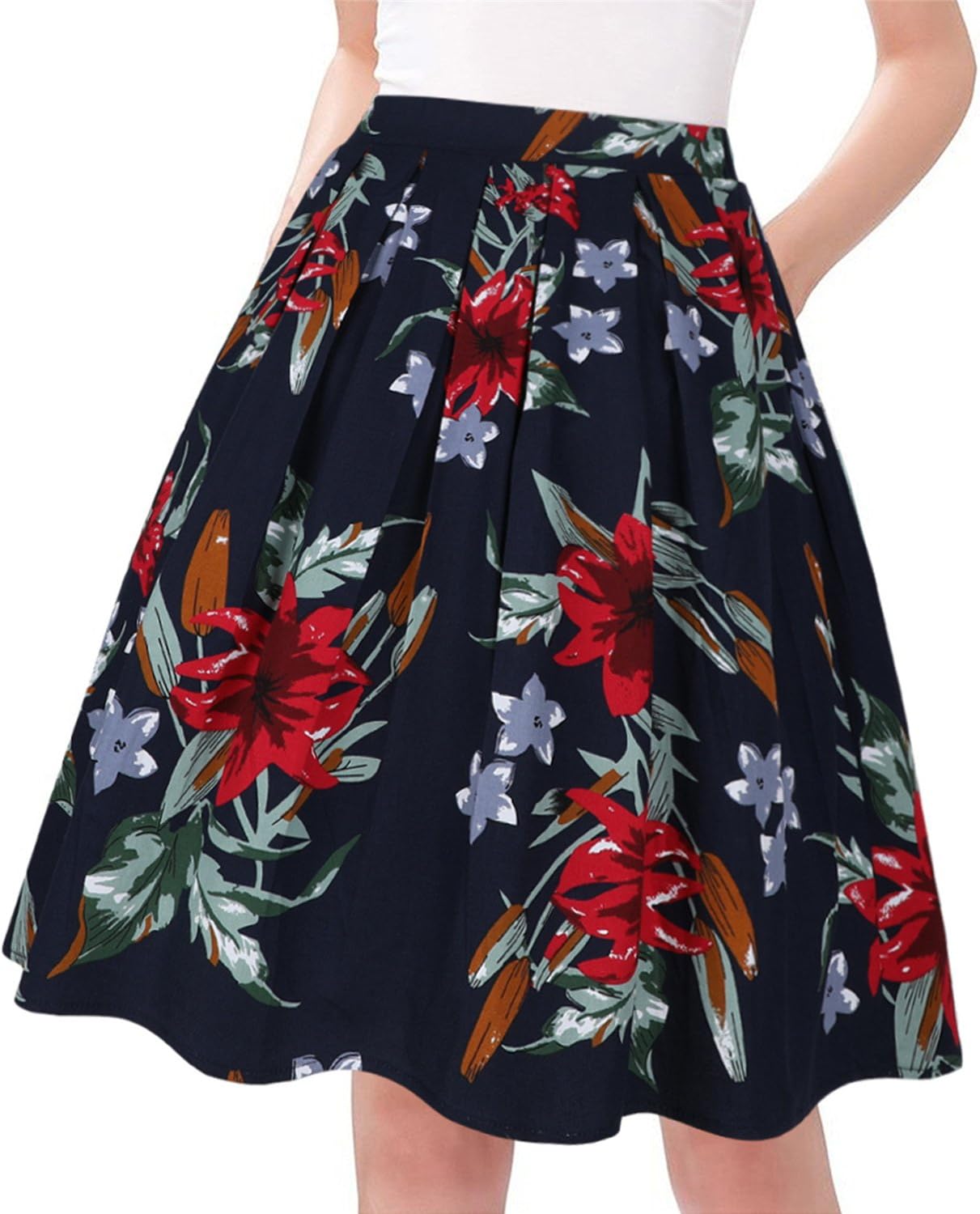 Taydey A-Line Pleated Vintage Skirts for Women