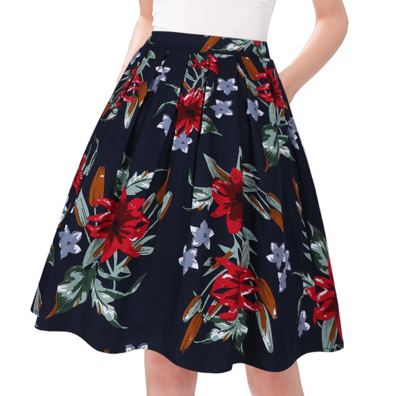Taydey A-Line Pleated Vintage Skirts for Women