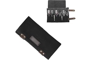 VOCOSTE Barber Scissors Bag Roll Up, Durable & Foldable Salons Tool Pouch with Multi-Pockets, Hair Scissor Shears Cases for Hair Stylists, Black