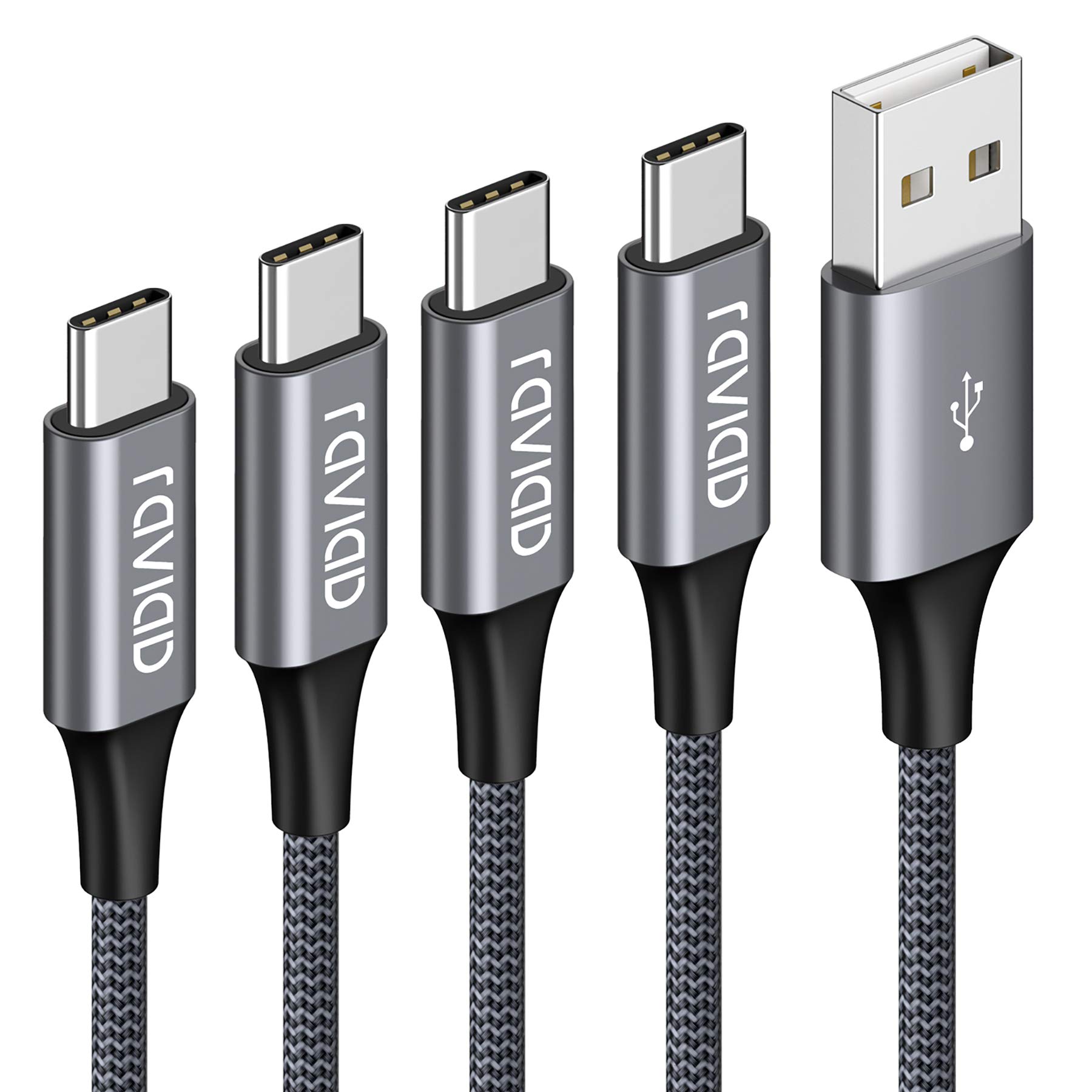 Raviad Usb C Cable 4pack 0 5m 1m 2m 3m Nylon Braided Usb Type C Fast Charging Charger Cable For Samsung Galaxy S10 S9 S8 S8 Macbook Huawei P30 P P10 Google Pixel Sony Xperia Xz Oneplus Grey Buy Online In
