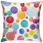 VARUN Throw Pillow Covers Watercolor Polka Dot Circles Rainbow Colorful Square Pillowcase for Home Decor Sofa Car Bedroom Pillow case 18x18inch