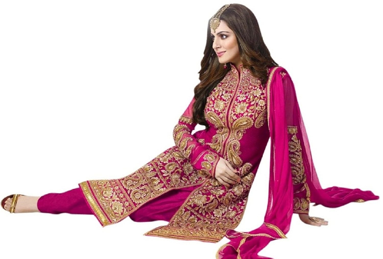 florence women's georgette dress material (sb-2506_pink_free size)