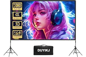 Projector Screen with Stand,DUYIKJ 120 inch Portable Outdoor Indoor Projector Screen Rear Front Projection Screen Lightweight Movie Screen16:9 4K HD with Four-Legged Frame Carry Bag for Home Theater