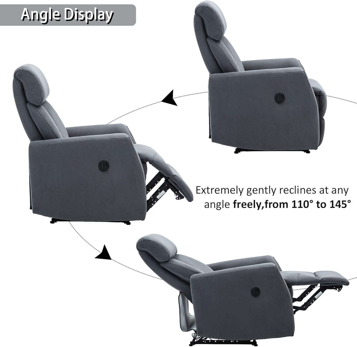 Merax Electric Recliner Chair Lazy Boy Sofa for Elderly, Office or Living Room, Blue-Gray: Furniture & Decor