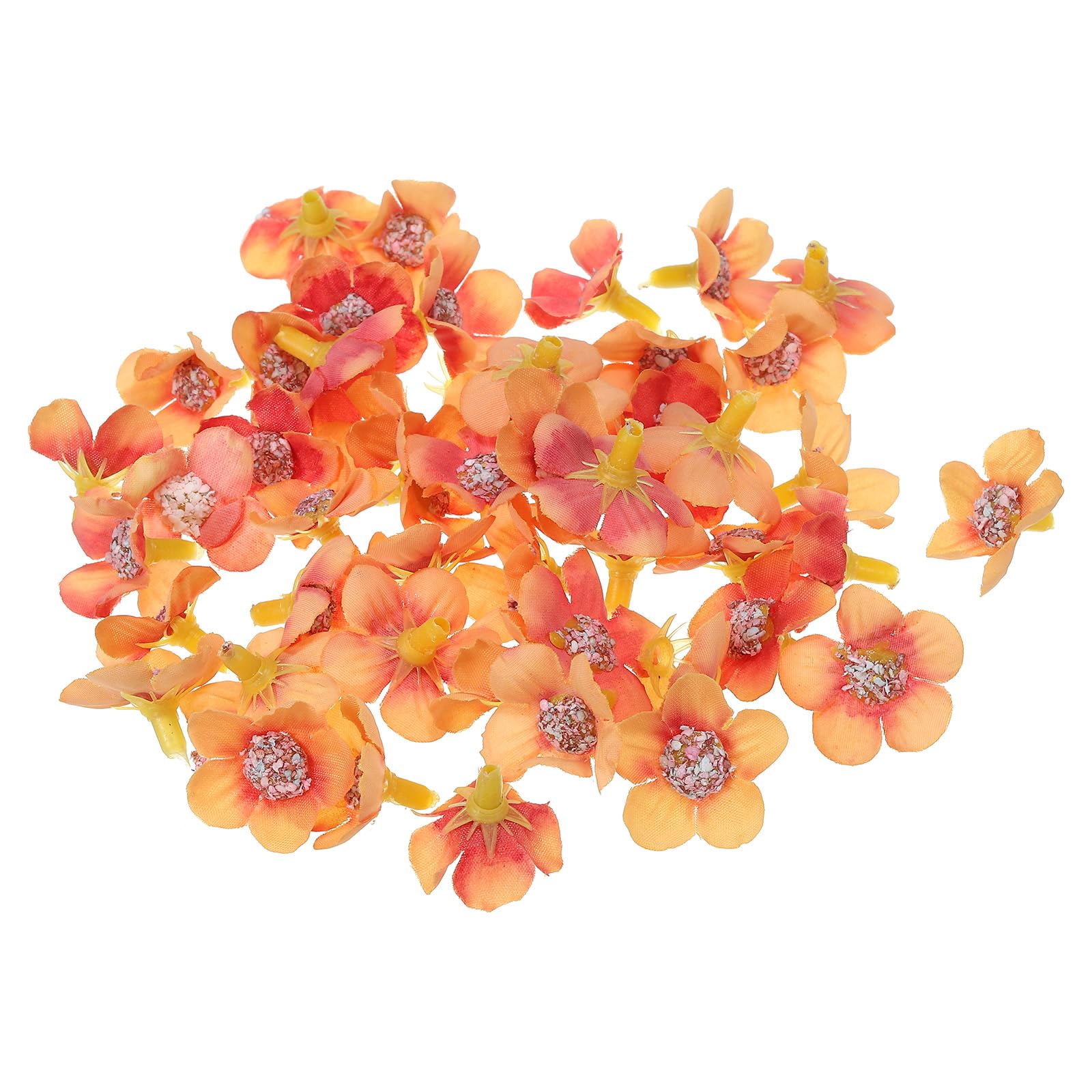 PATIKIL 0.79" Artificial Daisy Flower Heads, 50 Pack Silk Daisy Fake Flowers Heads for Wedding Floral Bouquet Decoration DIY Craft Making, Dark Orange