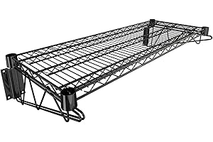 Krollen Industrial 14" x 36" Black Epoxy Wire Wall Mount Shelf