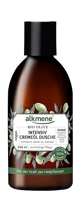 alkmene Intensiv Creme-Öl Dusche mit Bio Olive, Dusch-Öl, Duschgel, für sehr trockene Haut, 250 ml - 3er Pack (3 x 250 ml)