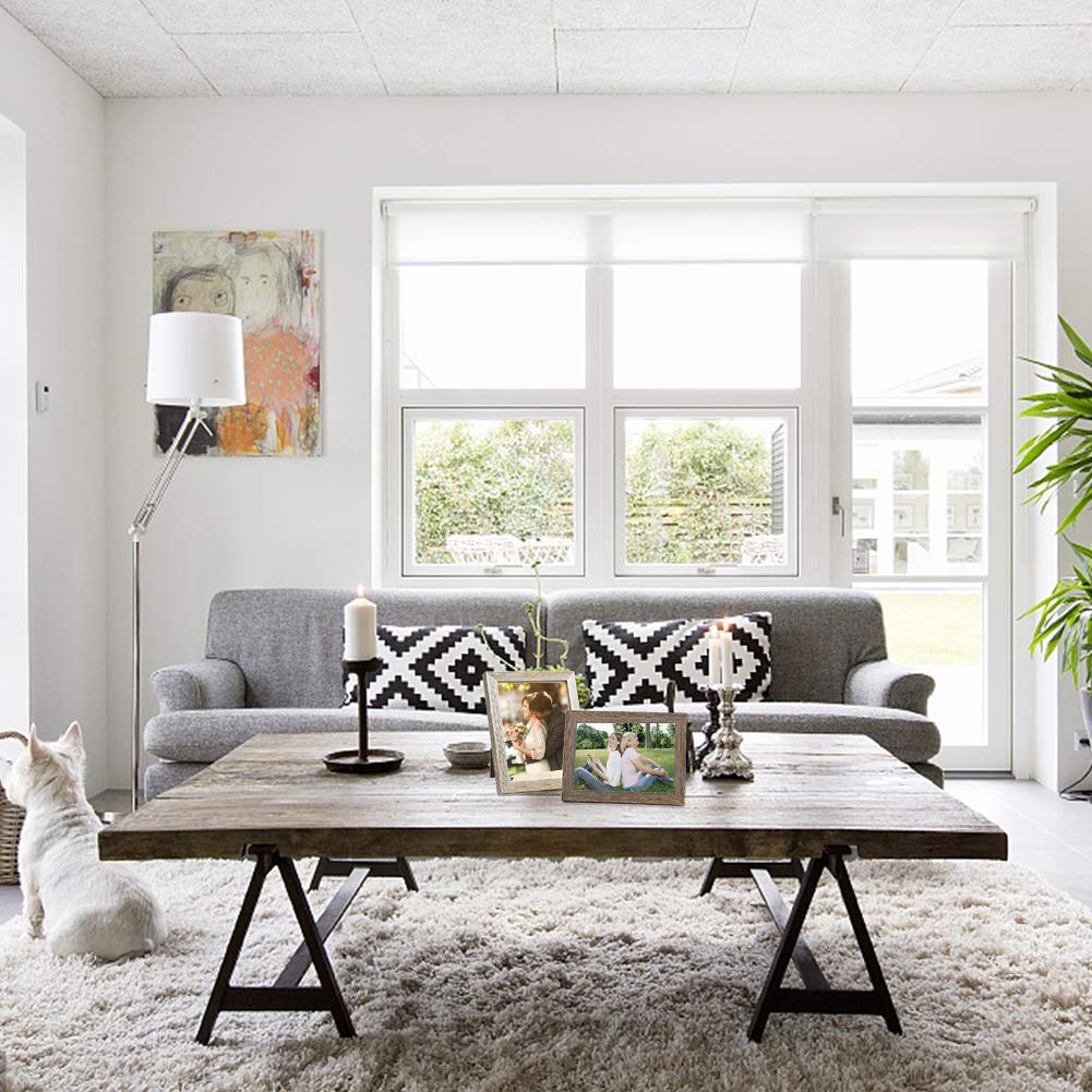 Wskderliner 2er Set 9 x 14 cm (3.5x5.5 Inch) Bilderrahmen Shabby chic Vintage Barock antik Landhausstil Nostalgie Aufsteller Portraitrahmen Fotorahmen Einzelrahmen Creamy-White and Gray