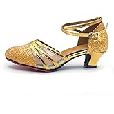 Prodrelo Women's Flapper Shoes Vintage Mesh Dance Shoes Gatsby Roaring 1920s Latin Salsa Swing Ballroom Shoes