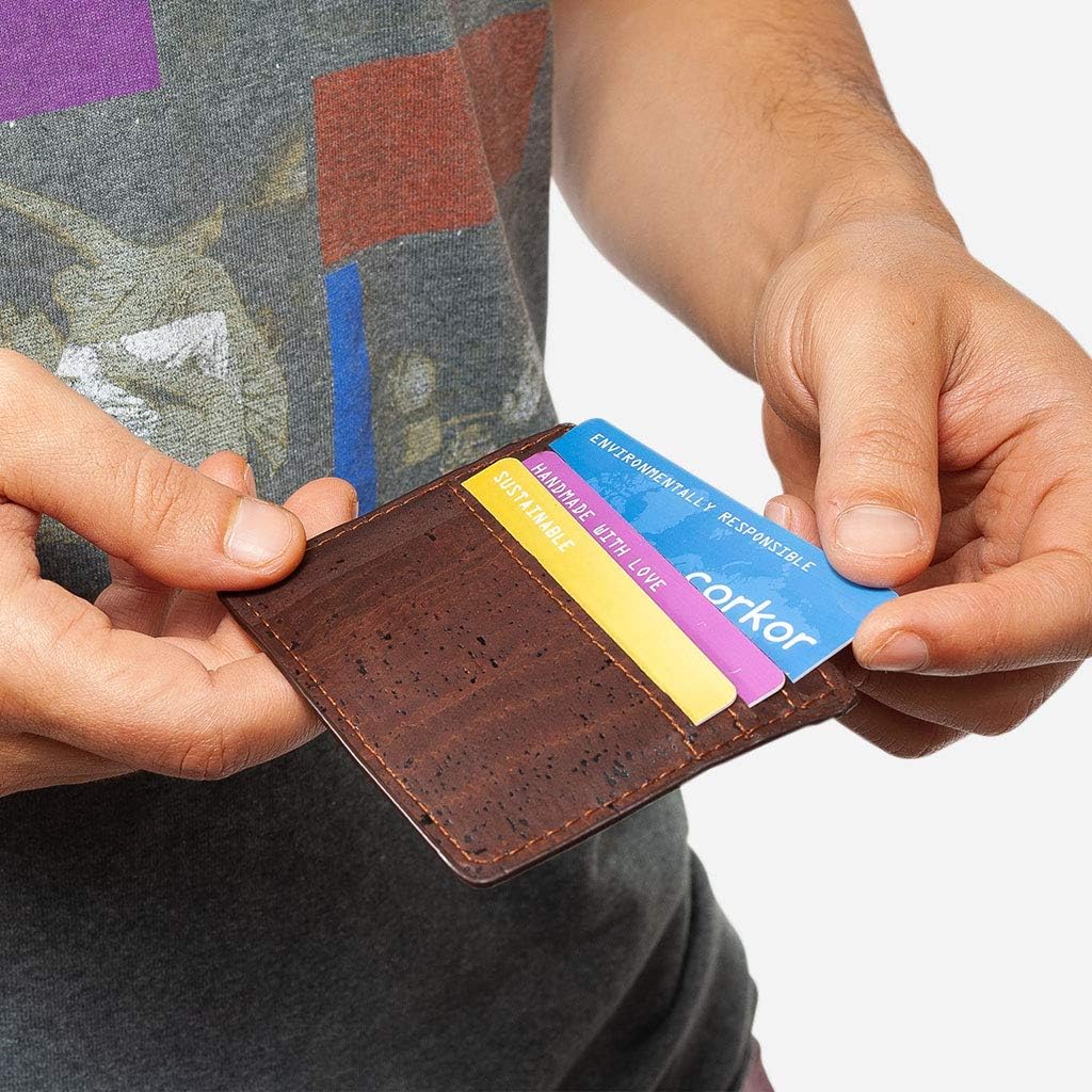 Corkor Card Case Wallet Minimalist ID Holder Slim RFID Blocking for Men Women Brown Color - Image 3