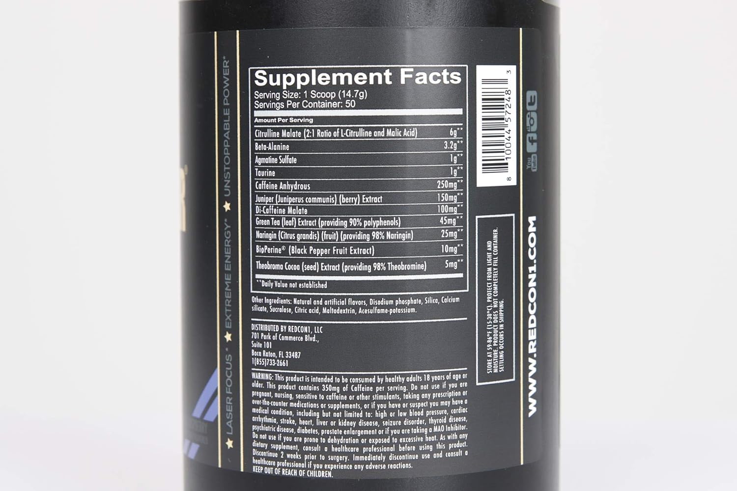 Redcon1 Total War - Pre Workout Powder, 50 Servings, Boost Energy, Increase Endurance and Focus, Beta-Alanine, 350mg Caffeine, Citrulline Malate, Nitric Oxide Booster - Keto Friendly (Blue Raspberry): Health & Personal Care