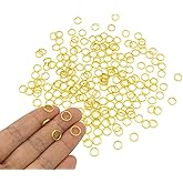 200pcs 8mm Mini Split Jump Ring with Double Loops Small Round Metal Golden Key Rings Connectors for Making Handwork Charms Pendants Key Chains Ornaments DIY Crafts Accessories