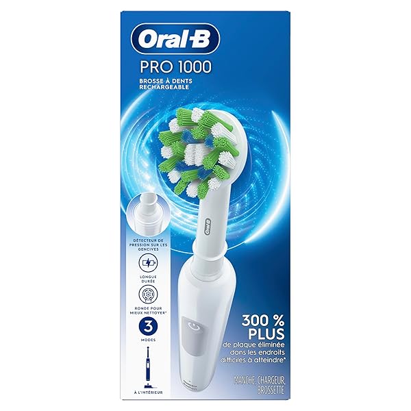 ORAL-B PRO 1000 RECHARGEABLE ELECTRIC TOOTHBRUSH, WHITE