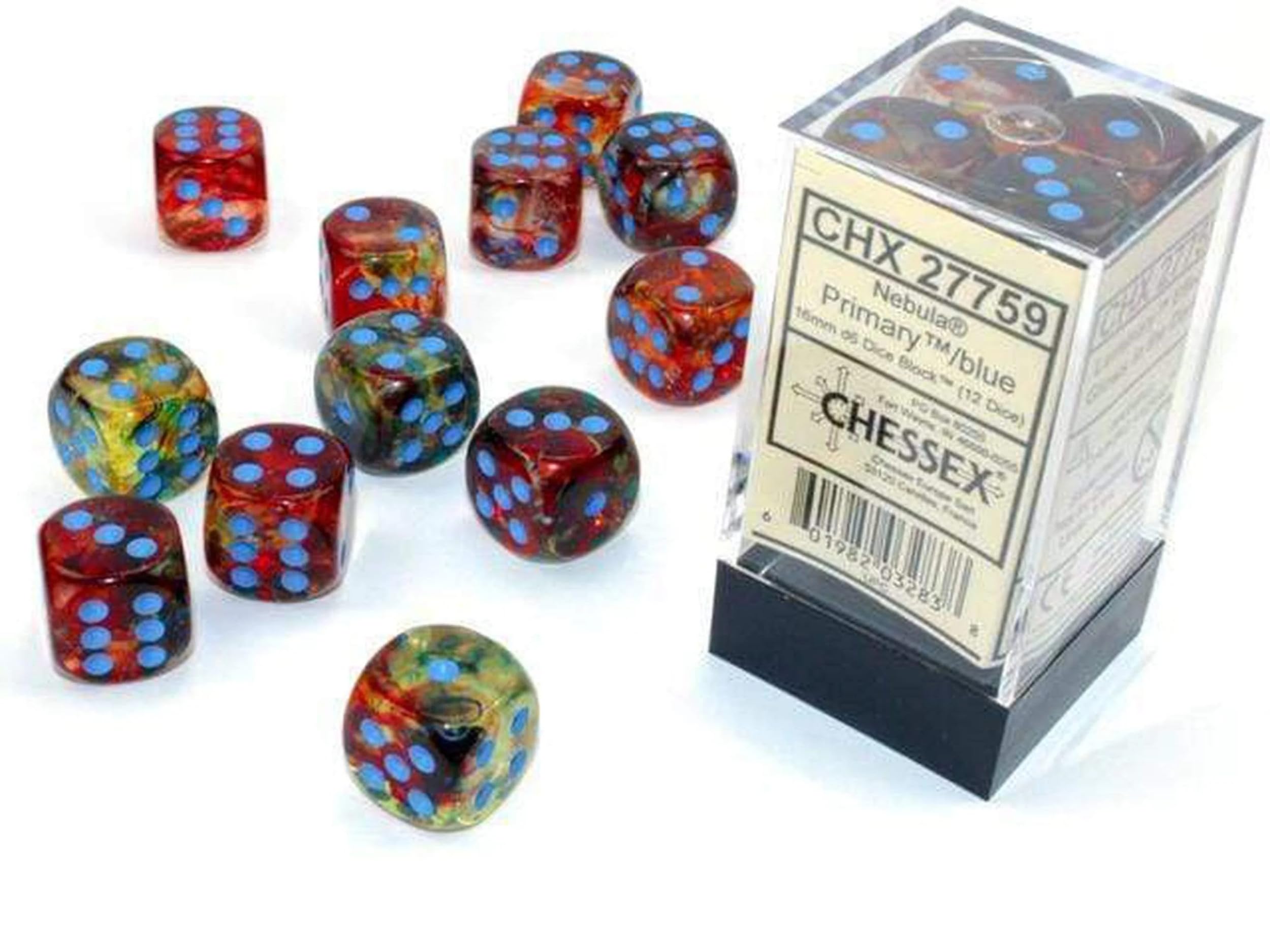 Chessex Nebula 16mm d6 Primary/Blue w/Luminary Dice