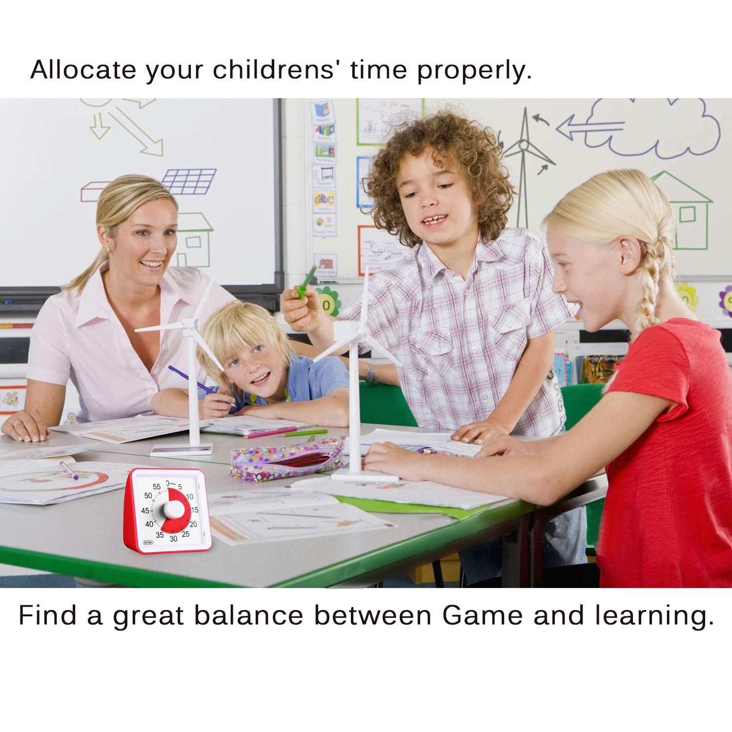 Yunbaoit Visual Analog Timer,Silent Countdown Clock, Time Management Tool for Kids and Adults … (Red)