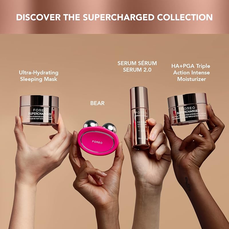 Foreo supercharged creme hidratante facial tripla ação ha+pga - creme hidratante facial feminino - contorno de olhos - ácido hialurônico - vitamina e - vegano - creme facial masculino - cuidados com a pele - 50 ml