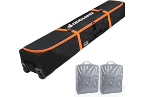 Odoland Roller Snowboard Ski Bag for Air Travel,170CM/190CM Fully Padded Ski Bag with 900D Oxford Water Resistant Fabric,Wet 