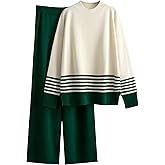 Tanming Women's Lounge Sets 2 Piece Outfits Knitted Pullover Sweater Tops Wide Leg Pants Tracksuit