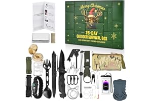BENCHRY Survival Kit Advent Calendar -25 Days Christmas Countdown Calendar Emergency Survival Gears, Gift for Teen & Adult, 2025 Xmas Cool Gadgets for Outdoor Camping, Hunting,Fishing Adventure