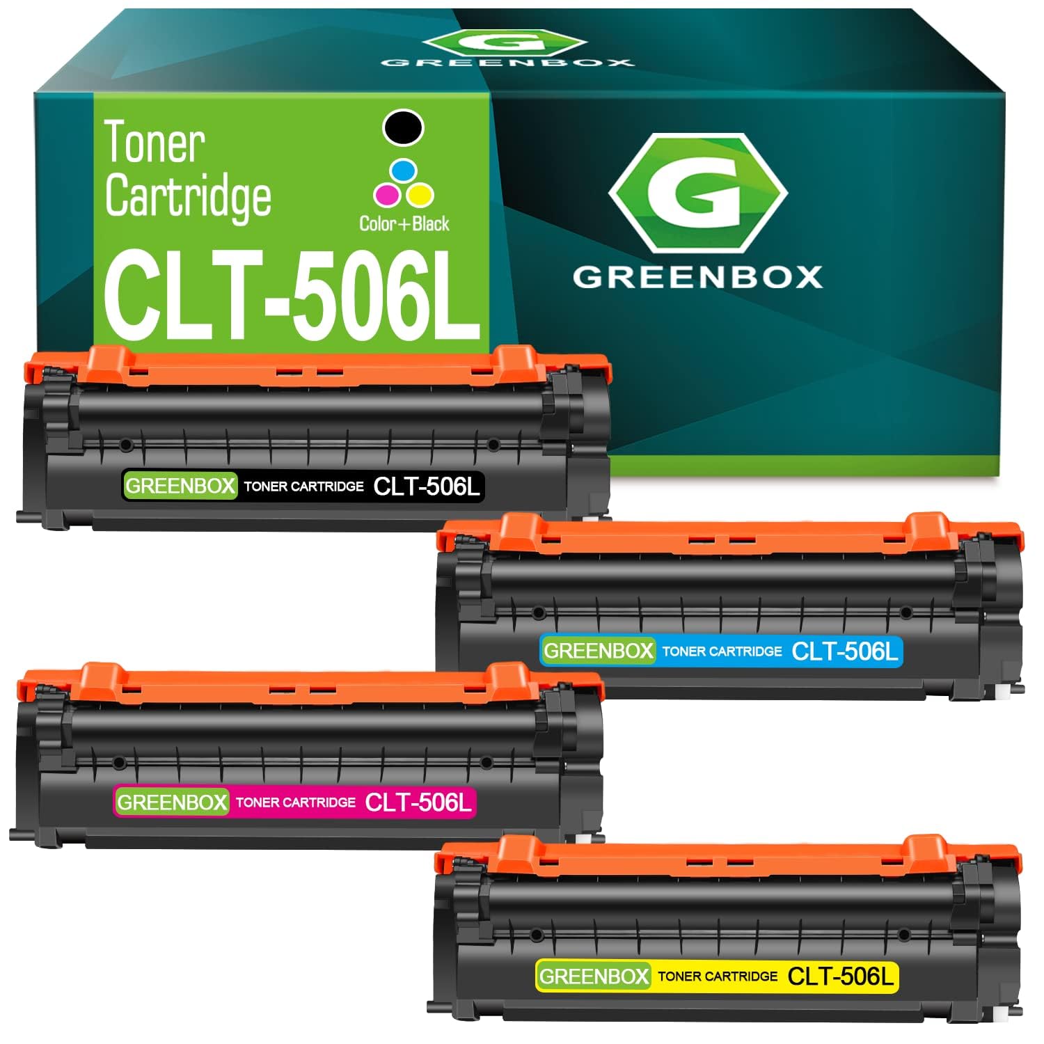 Photo 1 of GREENBOX Compatible CLT 506L Toner Cartridge Replacement for Samsung CLT-506L K506L C506L M506L Y506L for CLP-680ND CLX-6260FR CLX-6260FD CLX-6260ND CLX-6260FW 680DW Printer (4 Pack)