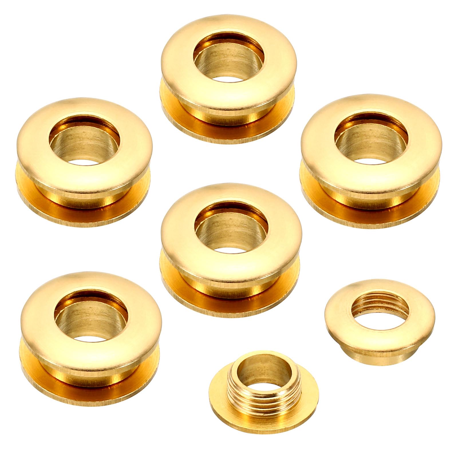 PATIKIL 8mm(1/3 Inch) Solid Brass Hole Eyelets, 6 Pcs Arc Surface Self Backing Grommets with Washer for Leather Craft, Brass Tone — image 1
