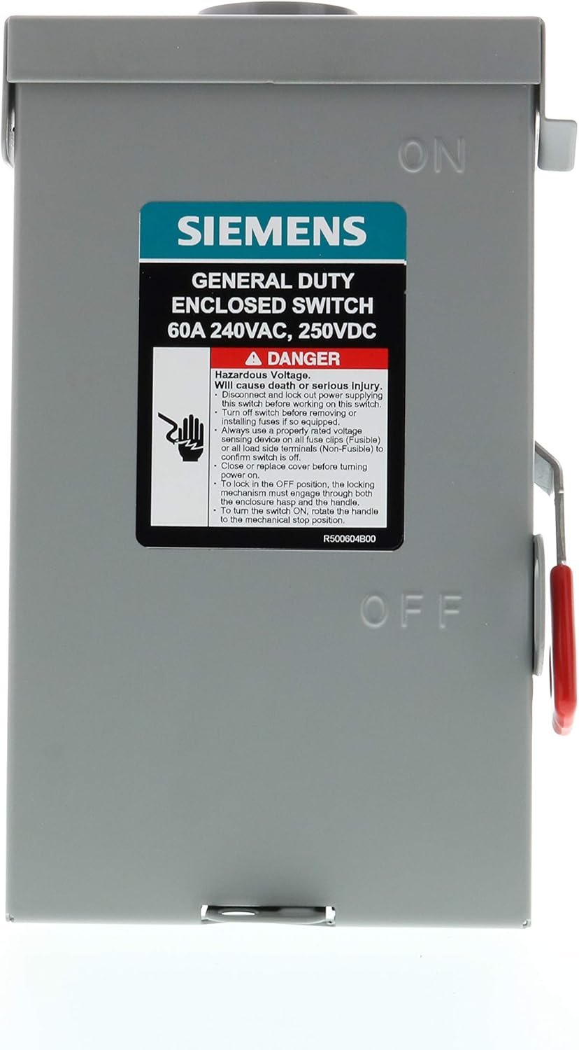 SIEMENS 2P 60A 240V General Duty Safety Switch Outdoor, Non-Fusible - - 