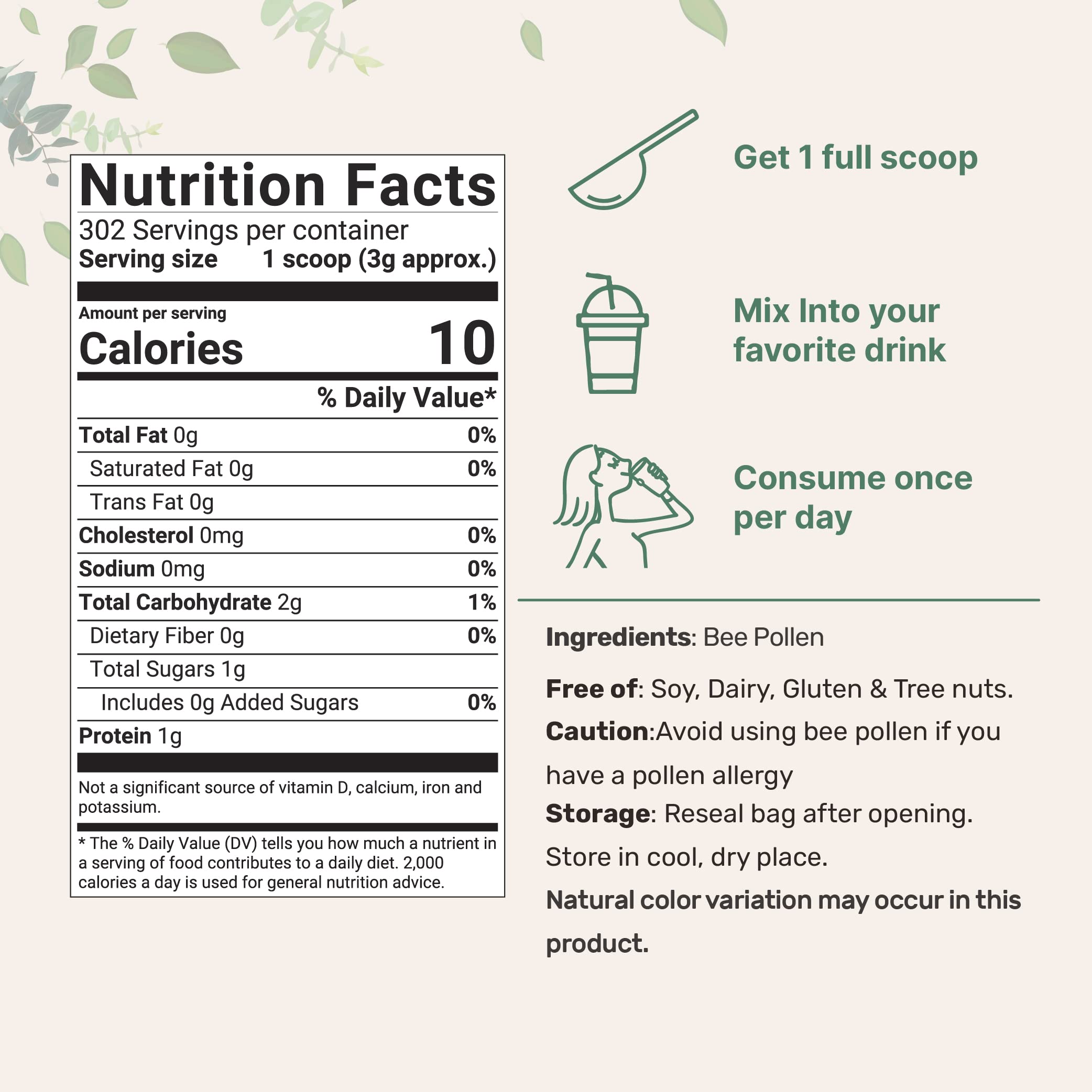 Micro Ingredients Pure Bee Pollen Granules, 2 lb | Fresh Harvest, Raw & Natural Superfood | Rich in B Vitamins, Minerals, Protein & Antioxidants | Keto, Non-GMO