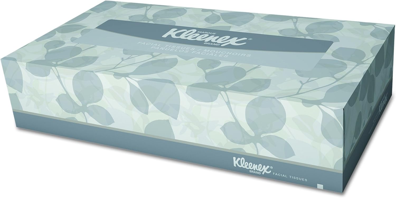 Kleenex 21606BX White Facial Tissue, 2-Ply, White, Pop-Up Box (Box of 125 Tissues)