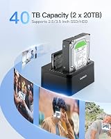Inateck USB 3.0 Dual Bay HDD Docking Station SATA 2.5 3.5 Offline Clone UASP view 2