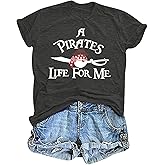 Cruise Shirts Pirate Costume Women a Pirate Life for Me Graphic Tee Family Cruise Shirt Causal Short Sleeve Tops