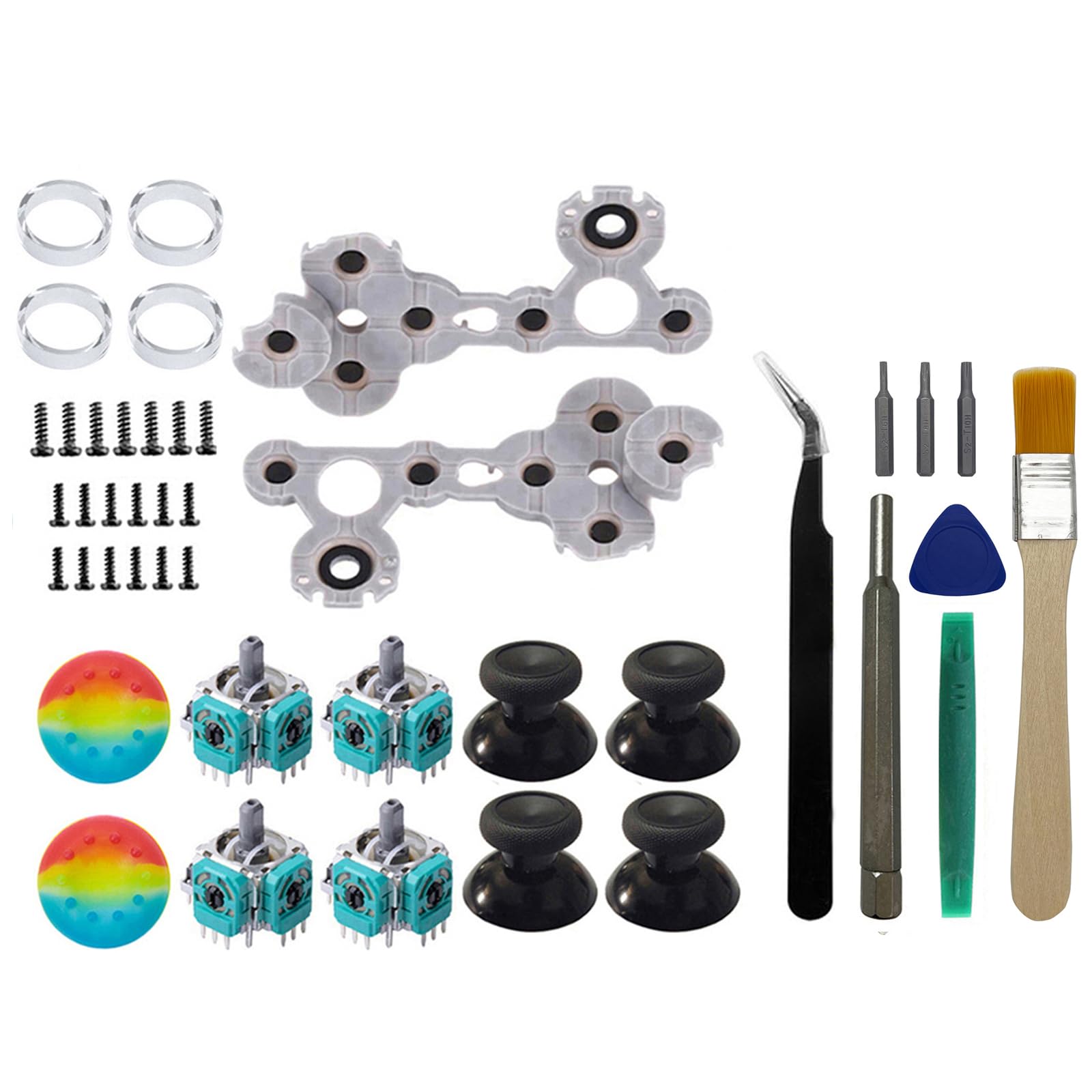 Onyehn 43 Pcs 3D Analog Joysticks Sensor Repair Kit for Xbox One Controllers, Include Conductive Rubber Replacement Thumbstick Hat Silicone Hat Covers with Screwdriver Parts