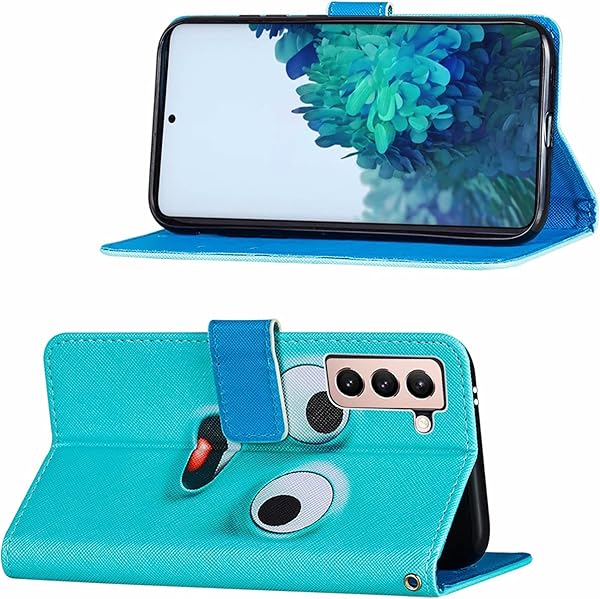 TTNAO Compatible with Samsung Galaxy S21 5G CaseFlip Leather Wallet pattern Shockproof Soft Card Slot PU Stand Function Bumper Cover1Screen Protector CrossBig eyed Monster