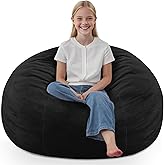 SIMFLAG 2FT Bean Bag Chair, Comfy Bean Bag Chairs with Memory Foam Filled, Fluffy Beanbag Sofa with Dutch Velvet Cover, Teardrop BeanBag Chairs for Living Room, Playroom - Black