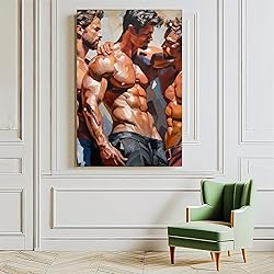 HMLZSJ Nude Muscle Male Torso Portrait Art Gay