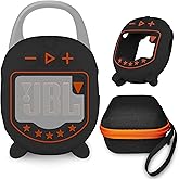 JCHPINE Hard Case and Silicone Cover for JBL Clip 5 Ultra Portable Bluetooth Speaker Accessories, Soft Silicone Case for JBL Clip 5 Speaker Stand Up Holder (Black)