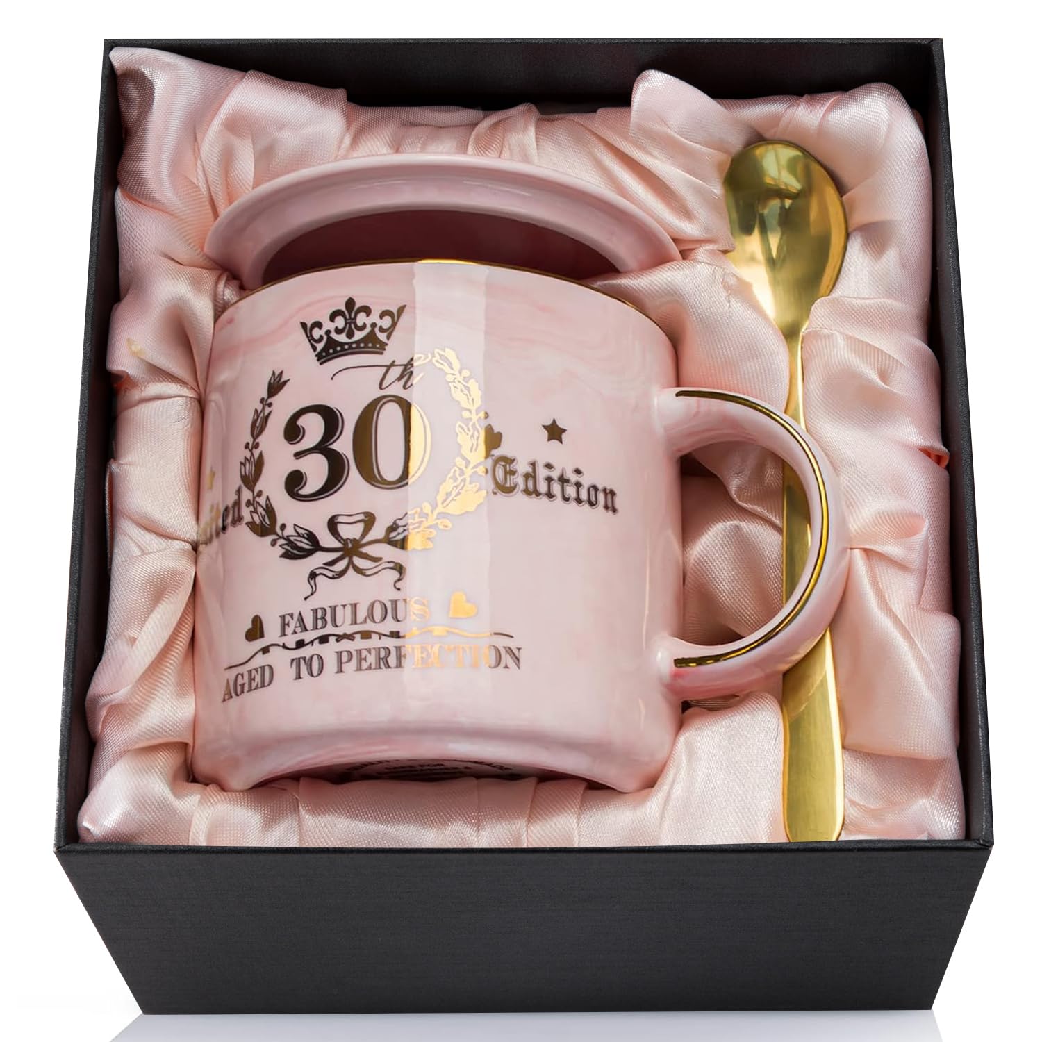 Biching 30th Birthday Gifts for Women, Fabulous 30 Limited Edition, 14oz Gold Pattern Coffee Mug, Unique Birthday Gifts with Nicely Presentation Packaged for 30 Year Old Mum Auntie Wife Friend Sister