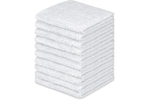 TEXTILA STORES Textila Terry Washcloth Pack of 10 - White - 12x12 Inches, Soft - Luxurious and Absorbent - Perfect for Bath, Face, Hand, Kitchen, Spa, Hotel, Gym, and Home Use.