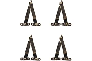 Adyoney 4 Pcs Small Antique Brass Lid Folding Support Hinges - Functional and Stylish Lid Stay Hinges for Wooden Boxes, Jewelry Cases, and Chests