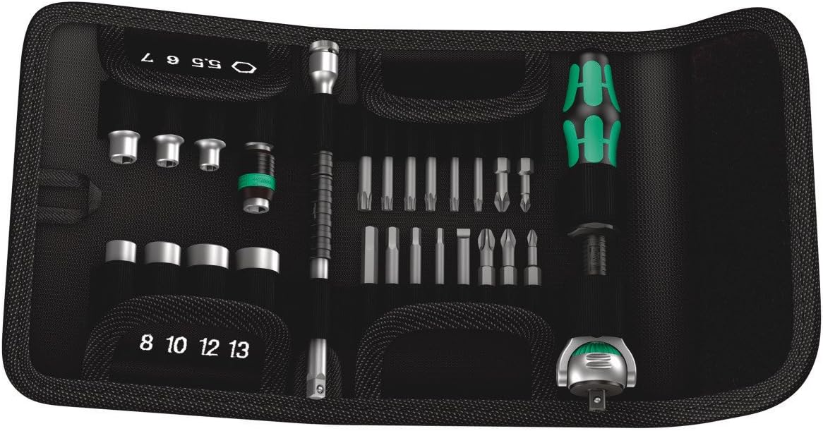 Wera Kraftform Kompakt Multi-function Zyklop Speed Ratchet, Socket & Bit Set, 1/4", 26pc, 05051045001, Green