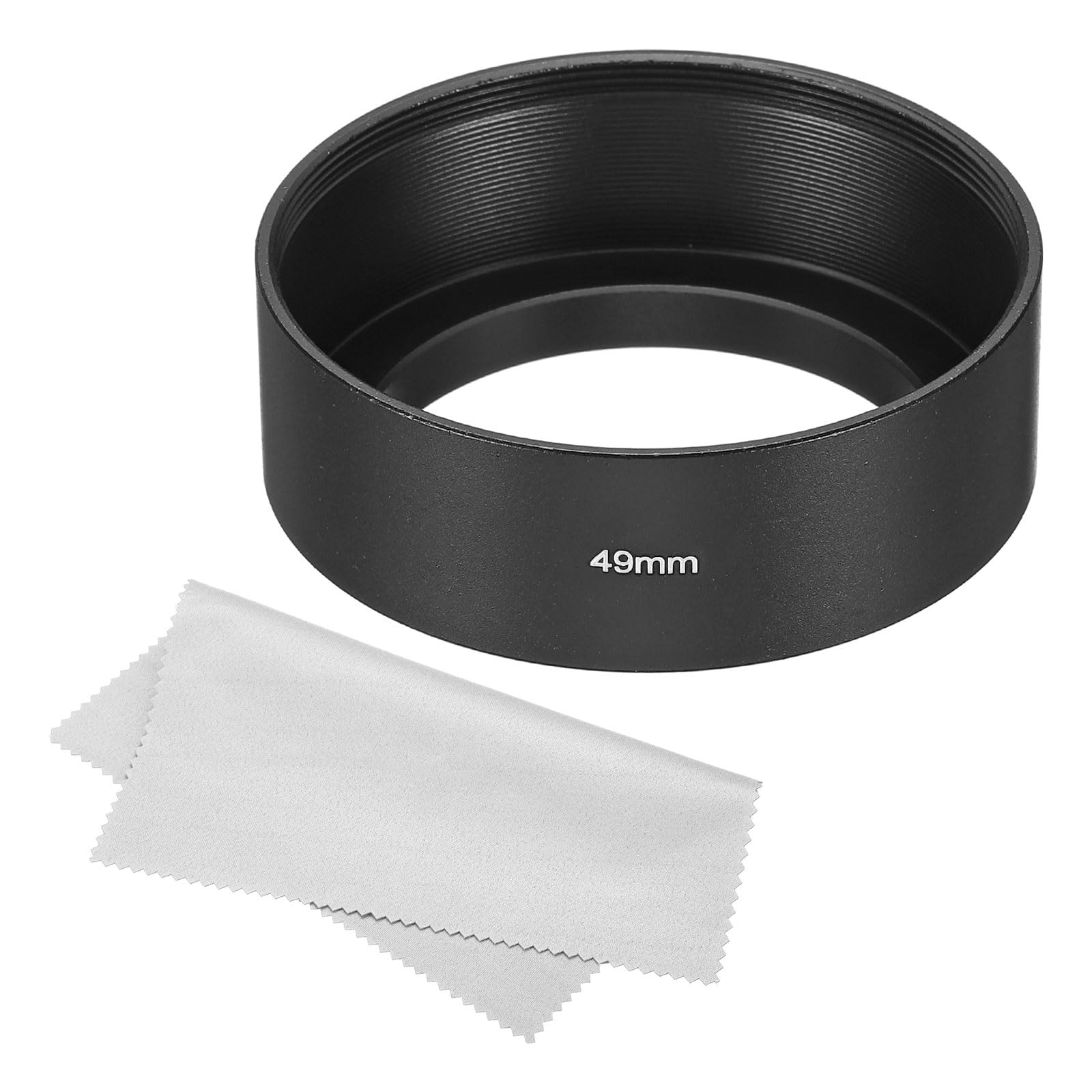 PATIKIL 49mm Lens Hood, Standard Focus Frosted Surface Anti-reflective Inside Hood with Cleaning Cloth for Camera Lens, Black for Nikon, for Fujifilm, for Pentax, for Leica