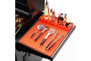 YOUCHENGZHIFAN Silicone Grill Tool Mat for Blackstone, Heat Resistant Spatula Mat with Drip Pad, Side Mat for Blackstone Griddle Accessories, Silicone Griddle Mat for Outdoor Kitchen Countertop ,Gifts for Men Orange