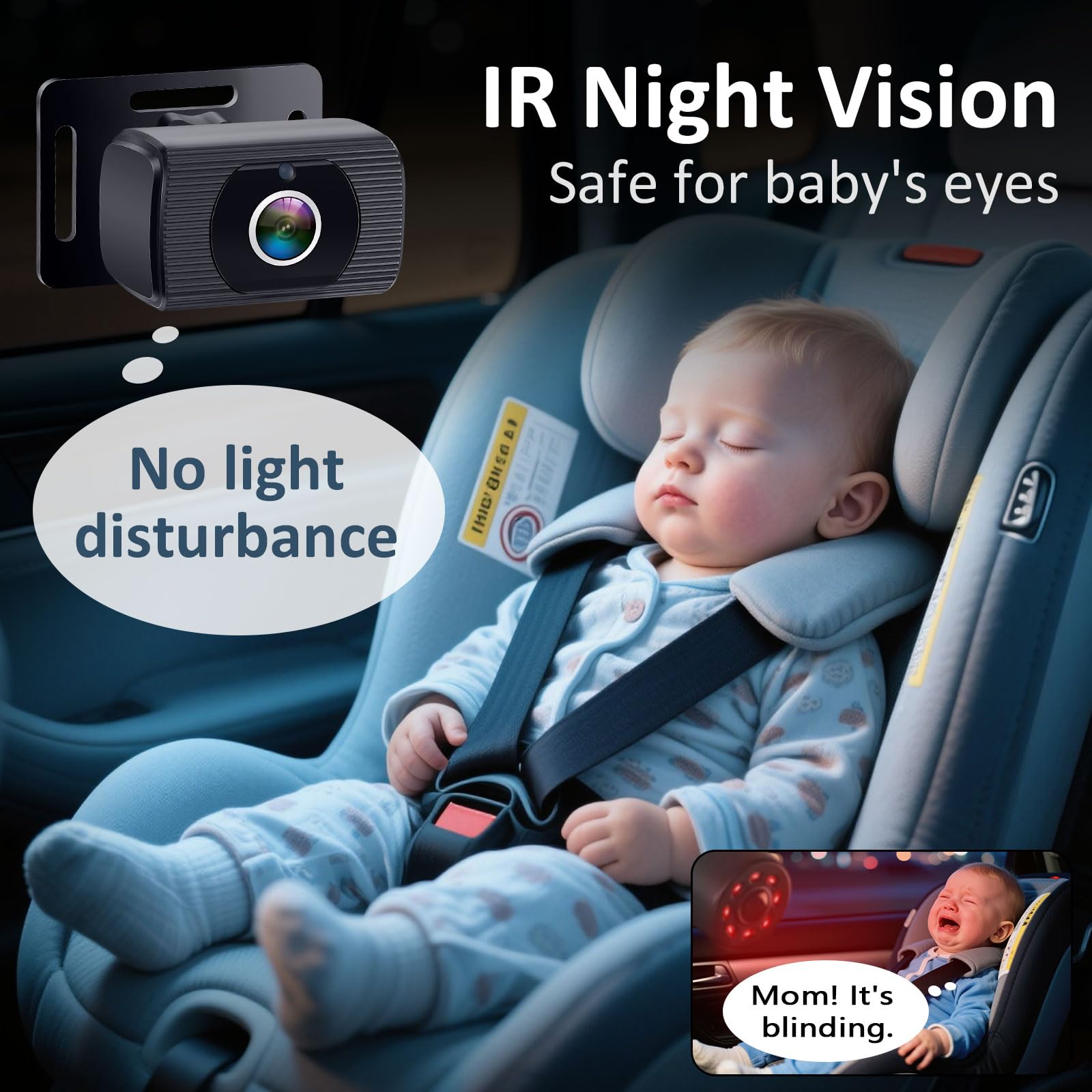 Yakry 2-Kids Baby Car Camera for Seat: 6.9 Inch Ultrawide Display with Two Cameras Rear Facing - USB Powered Backseat Camera HD 1080P Easy to Install