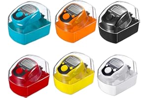 AIPEBANI 6-Pack Digital Tally Finger Counter with Led, Colorful Tasbeeh Tasbih 5-Digits Counter Clickers with Led Light, Carry Ring, Individual Hard Case for Muslims Pray Knitting Track Golf Lap