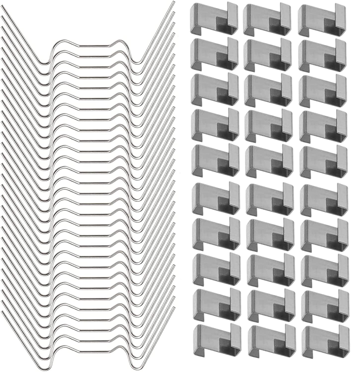Merriway BH05781 (100 Pcs) Stainless Steel Z-Lap and W-Type Greenhouse Glazing Clip - Pack of 50 Each Type