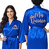 Joyma Belle Gifts Personalized Mis 15 Robe, Mis Quince Años Robe With Butterfly Symbol, Custom Glitter Satin Robe for Mis 15, Mama de la Quinceañera, or Damas (ROYAL BLUE)