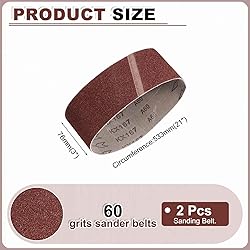 HARFINGTON 3 x 21 Inch Sanding Belts, 2 Pcs 60